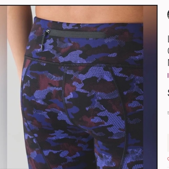 Lululemon Pace Rival Crop Leggings - Hounds Camo Emperor Blue Black Vintage - 4 - Picture 4 of 15